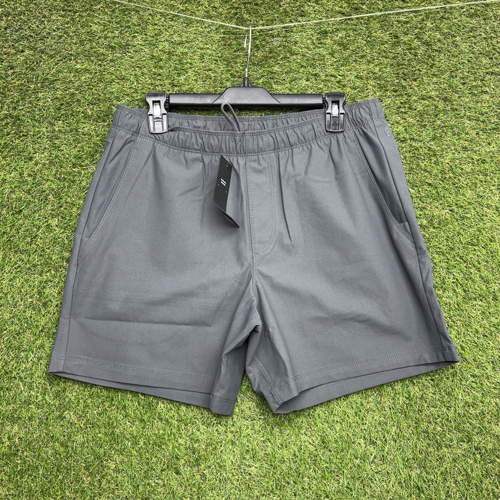 Fabletics The Don Pull-On Short Mens Medium 6in Classic Gray Tech Sports NWT